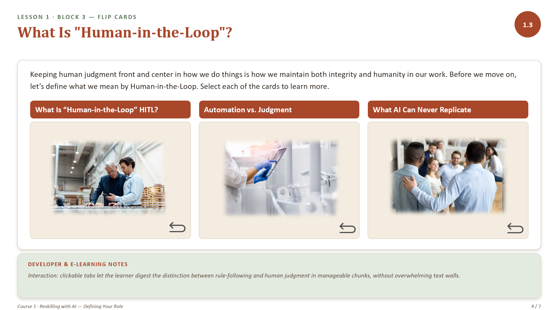 screenshot of flipcard page for eLearning with definitions on the opposite side. See storyboard for complete information
